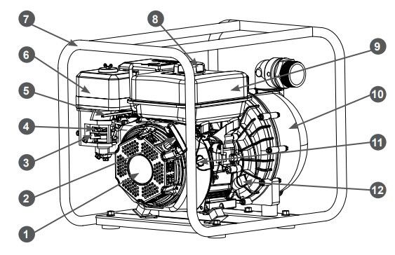 Картинка, схема мотопомпы Champion GP55
