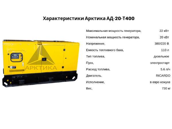 Характеристики Арктика АД-20-Т400, картинка