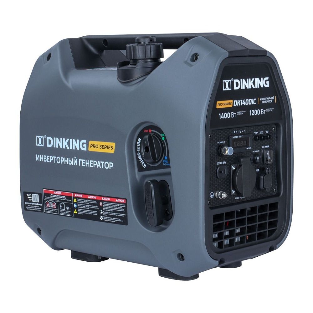 Генератор бензиновый инверторный Dinking DK1400iC (1,4 кВт, 230В/50 Гц, DK 145F/P-1, бак 2.5л)